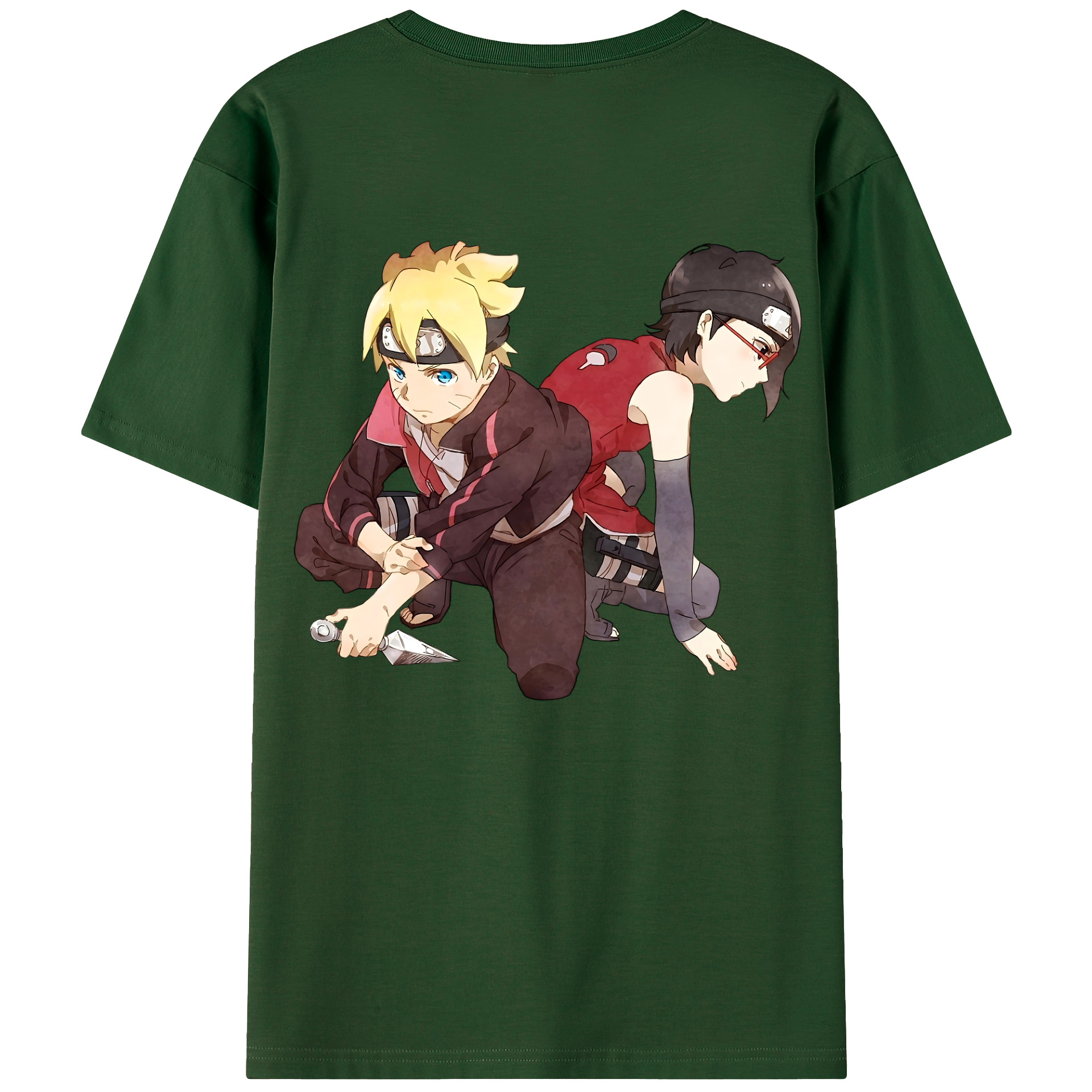 （画像用） NARUTO -ナルト- うちは サラダ Uchiha Sarada 綿100％半袖Tシャツ（背面プリント）